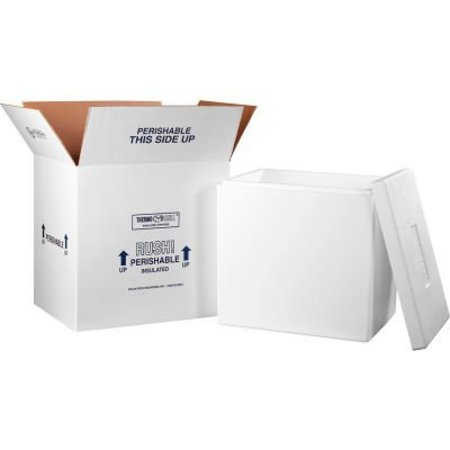 THE PACKAGING WHOLESALERS Foam Insulated Shipping Kit, 18"L x 14"W x 19"H, White 248C